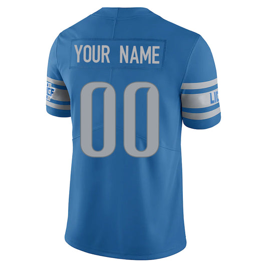 Custom D.Lions Blue Stitched Player Vapor Game Football Jerseys