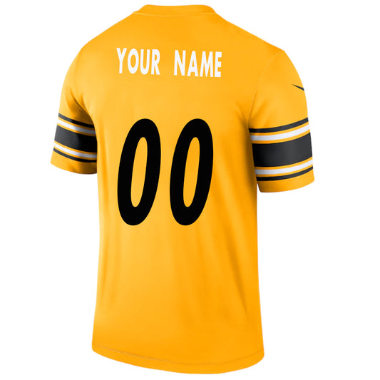 Custom P.Steelers Gold Stitched Player Vapor Game Football Jerseys