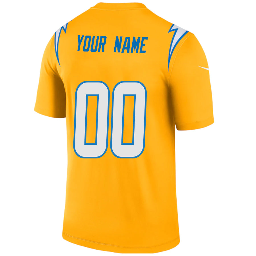 Custom LA.Chargers Gold Stitched Player Vapor Game Football Jerseys