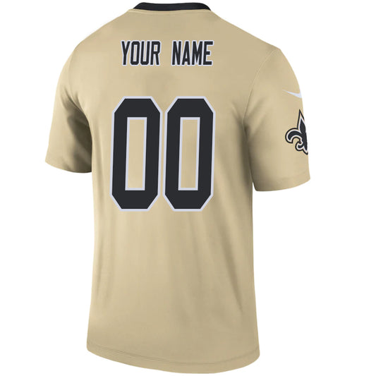 Custom NO.Saints Gold Stitched Player Vapor Elite Football Jerseys