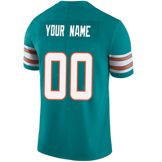 Custom M.Dolphins Green Stitched Player Vapor Game Football Jerseys