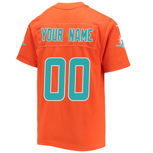 Custom M.Dolphins Orange Stitched Player Vapor Game Football Jerseys