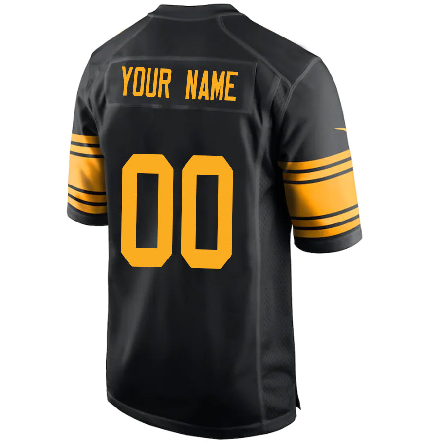 Custom P.Steeler Black Stitched Player Vapor Elite Football Jerseys