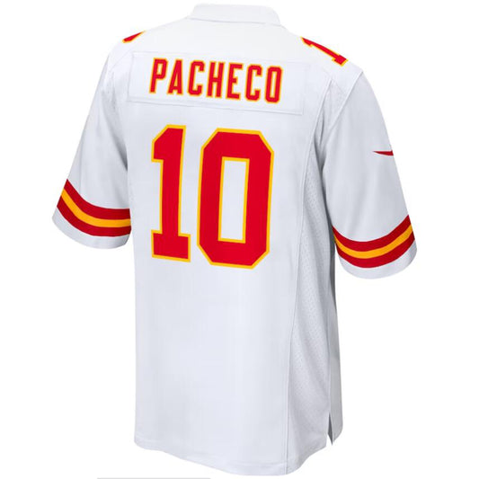 KC.Chiefs #10 Isiah Pacheco White Stitched Player Super Bowl LVII Patch Away Football Jerseys
