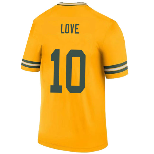 GB.Packer #10  Jordan Love Gold Stitched Player Game Football Jerseys