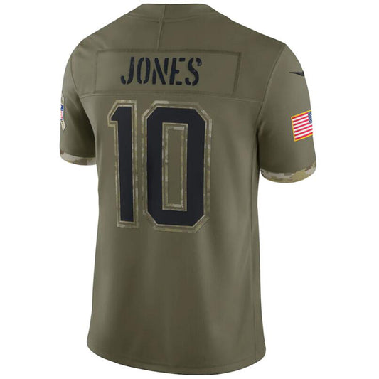 NE.Patriots #10 Mac Jones Olive 2022 Salute To Service Limited Player Game Football Jerseys