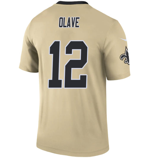 NO.Saints #12 Chris Olave Gold Stitched Player Game Football Jerseys