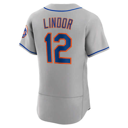 #12 Francisco Lindor Gray New York Mets Road Authentic Player Jersey