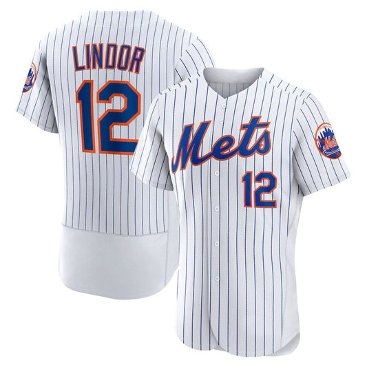 #12 Francisco Lindor White New York Mets Road Authentic Player Baseball Jersey
