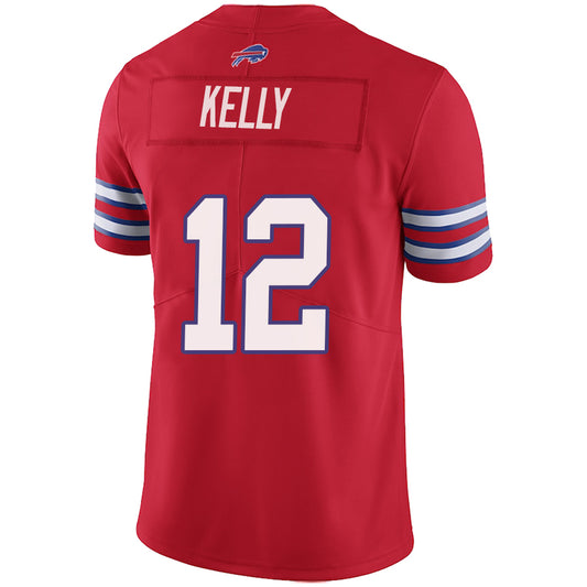 B.Bills #12 Jim Kelly Red Stitched Player Game Jersey American Stitched Football Jerseys