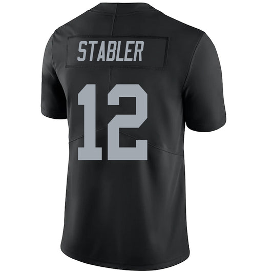 LV.Raiders #12 Ken Stabler Black Stitched Player Vapor Game Football Jerseys