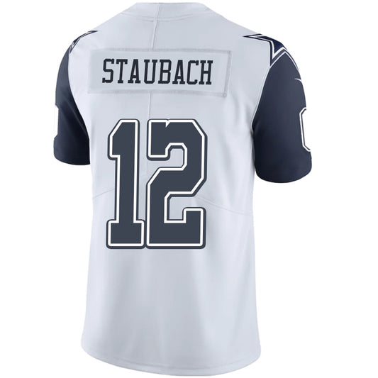 D.Cowboys #12 Roger Staubach Navy-White Stitched Player Game Football Jerseys
