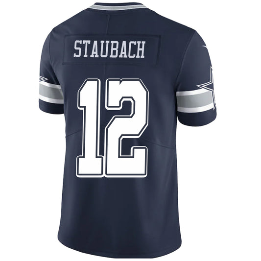 D.Cowboys #12 Roger Staubach Navy Stitched Player Game Football Jerseys