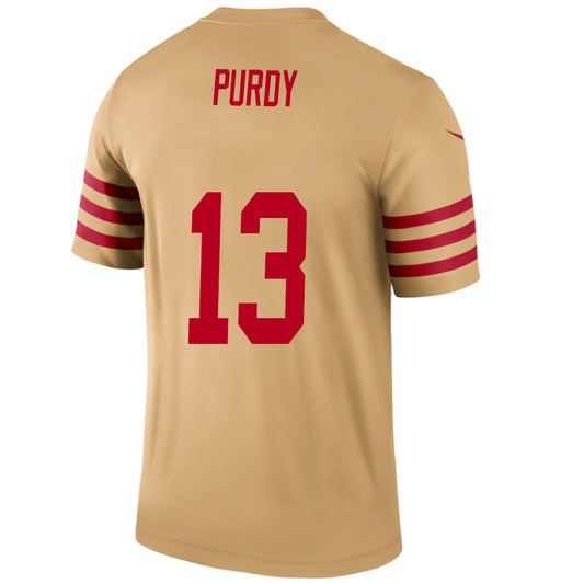 SF.49ers #13 Brock Purdy Gold Stitched Player Vapor Game Football Jerseys