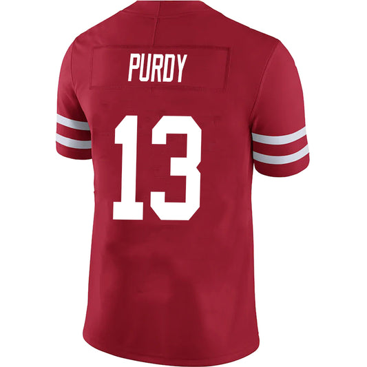 SF.49ers #13 Brock Purdy Red Stitched Player Game Football Jerseys