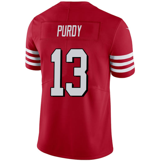 SF.49ers #13 Brock Purdy Red Stitched Player Vapor Game Football Jerseys