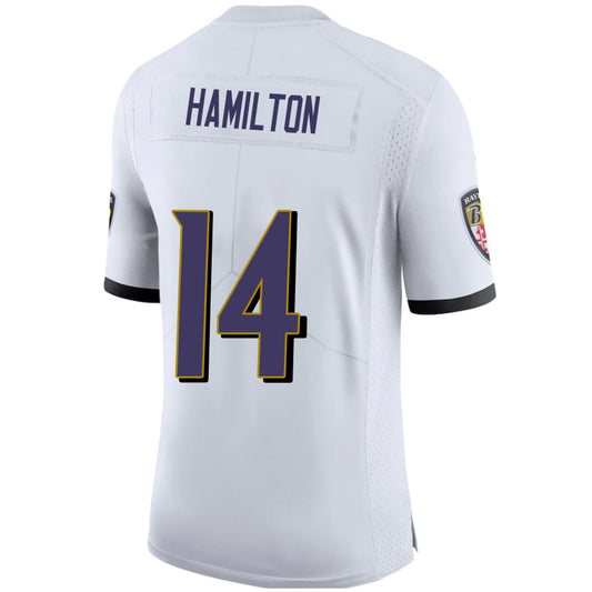 B.Ravens #14 Kyle Hamilton White Stitched Player Game Jerseys American Stitched Football Jerseys