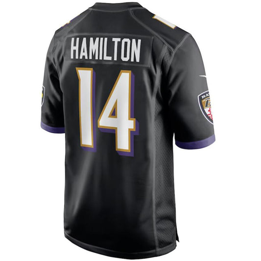 B.Ravens #14 Kyle Hamilton Black Stitched Player Game Jerseys American Stitched Football Jerseys