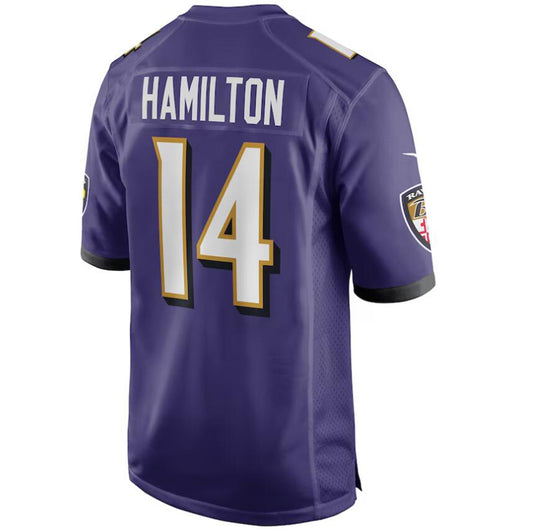 B.Ravens #14 Kyle Hamilton Purple Stitched Player Game Jerseys American Stitched Football Jerseys