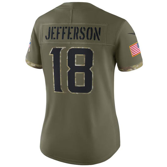 M.Vikings #18 Justin Jefferson Olive 2022 Salute To Service Limited PlayerFootball Jerseys