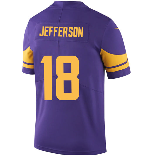 M.Vikings #18 Justin Jefferson Purple Stitched Player Vapor Game Football Jerseys