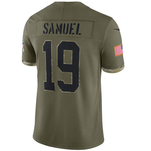 SF.49ers #19 Deebo Samuel Olive 2022 Salute To Service Player Game Football Jerseys