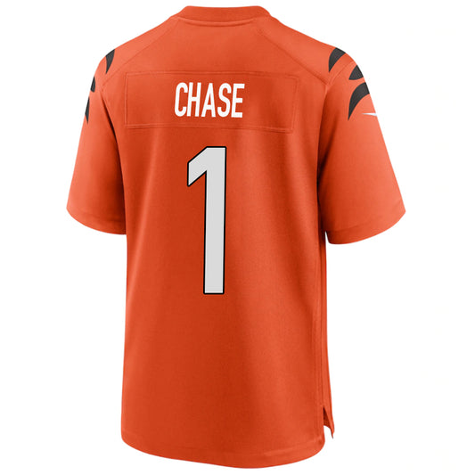 C.Bengals #1 Ja'Marr Chase Orange Stitched Player Vapor Game Football Jerseys