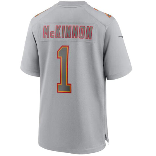 KC.Chiefs #1 Jerick McKinnon Gray Stitched Player Game Football Jerseys