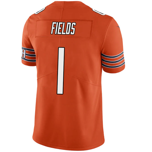 C.Bears #1 Justin Fields Orange Stitched Player Game Football Jerseys