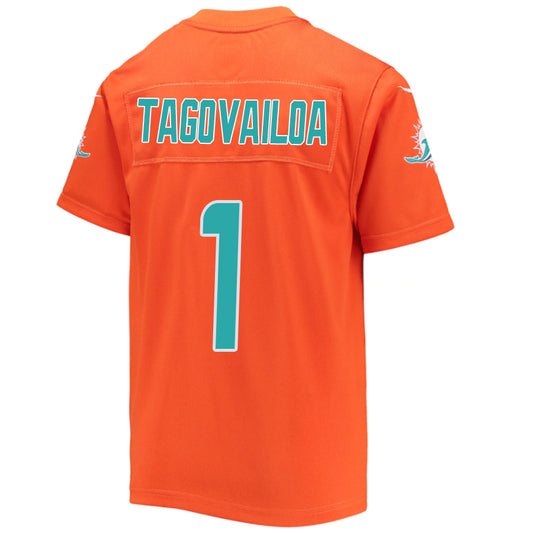 M.Dolphins #1 Tua Tagovailoa Orange Stitched Player Game Football Jerseys