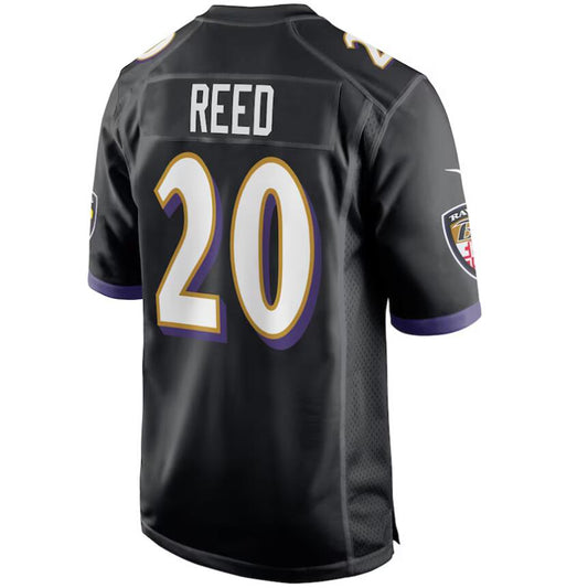 B.Ravens #20 Ed Reed Black Stitched Player Game Football Jerseys