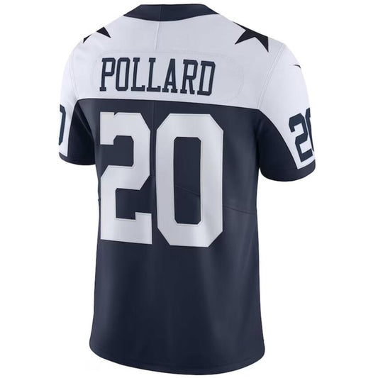 D.Cowboys #20 Tony Pollard White-Navy Alternate Vapor Limited Player Game Football Jerseys