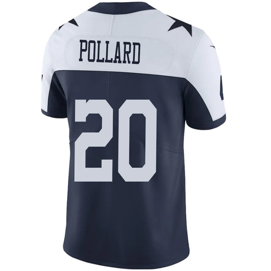 D.Cowboys #20 Tony Pollard White-Navy Stitched Player Game Football Jerseys