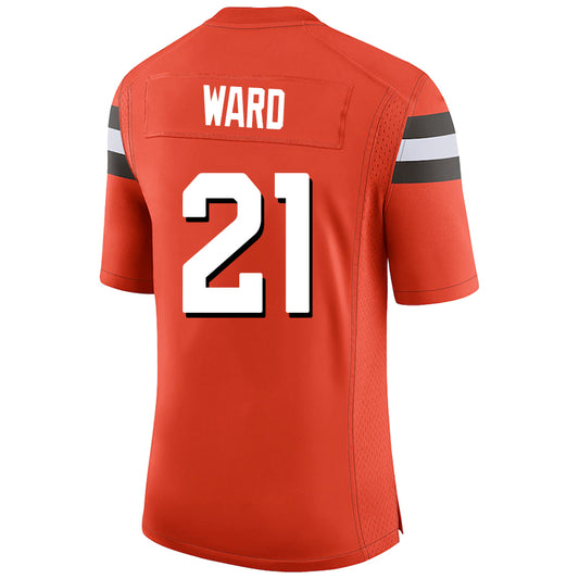 C.Browns #21 Denzel Ward Orange Stitched Player Game Football Jerseys