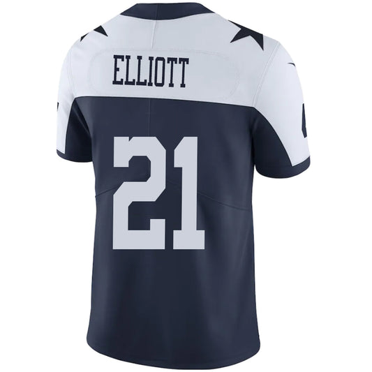 D.Cowboys #21 Ezekiel Elliott White-Navy Stitched Player Game Football Jerseys
