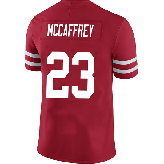 SF.49ers #23 Christian McCaffrey Red Stitched Player Game Football Jerseys