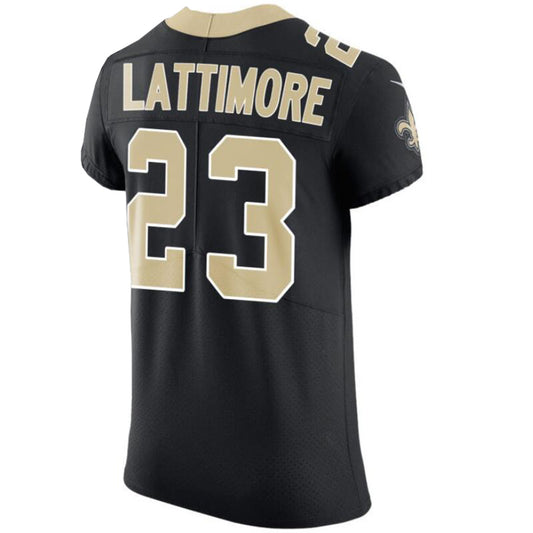 NO.Saints #23 Marshon Lattimore Black Vapor Untouchable Elite Custom Jersey