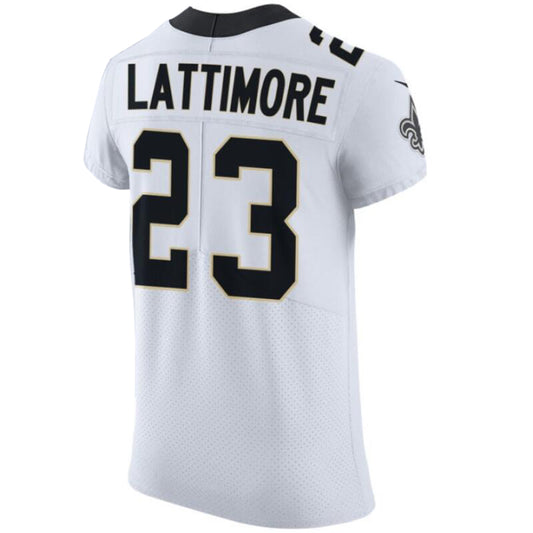 NO.Saints #23 Marshon Lattimore White Vapor Untouchable Elite Custom Jersey