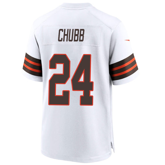 C.Browns #24 Nick Chubb White Stitched Player Vapor Game Football Jerseys