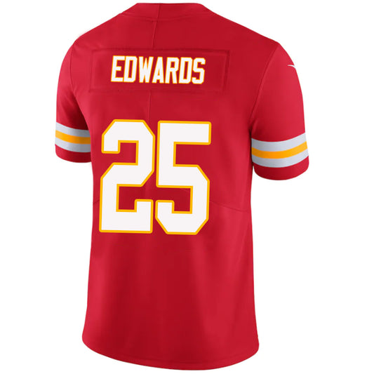 KC.Chiefs #25 Clyde Edwards Red Stitched Player Vapor Game Football Jerseys