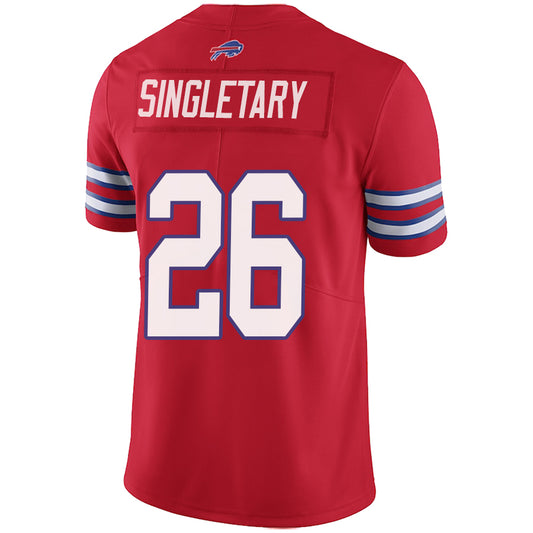 B.Bills #26 Devin Singletary Red Stitched Player Game Football Jerseys