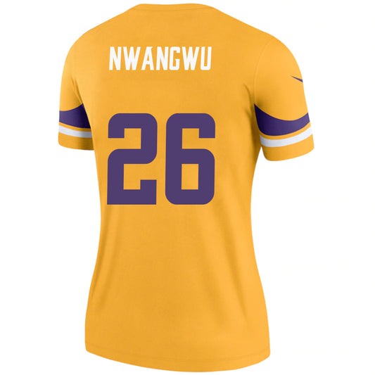 M.Vikings #26 Kene Nwangwu Gold Stitched Player Game Football Jerseys