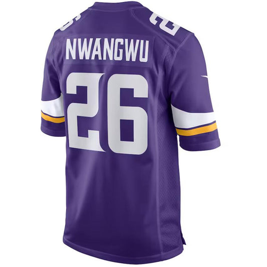 M.Vikings #26 Kene Nwangwu Purple Stitched Player Vapor Game Football Jerseys