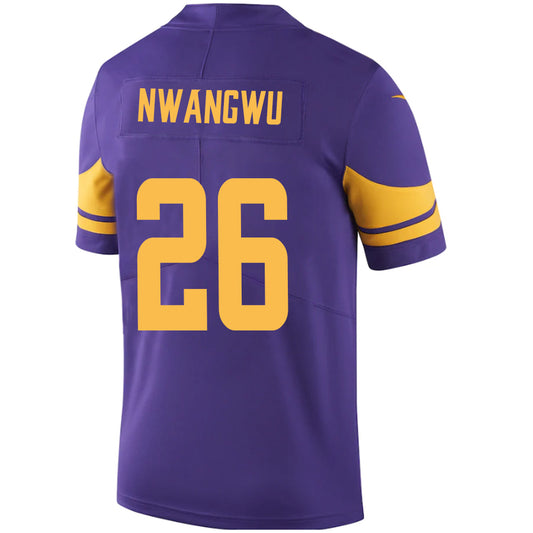 M.Vikings #26 Kene Nwangwu Purple Stitched Player Vapor Game Football Jerseys