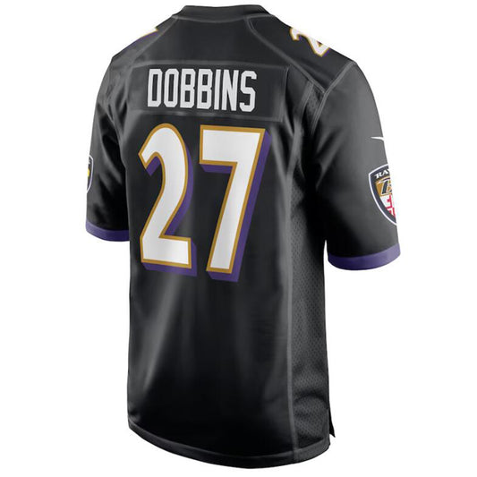 B.Ravens #27 J.K. Dobbins Black Stitched Player Game Football Jerseys
