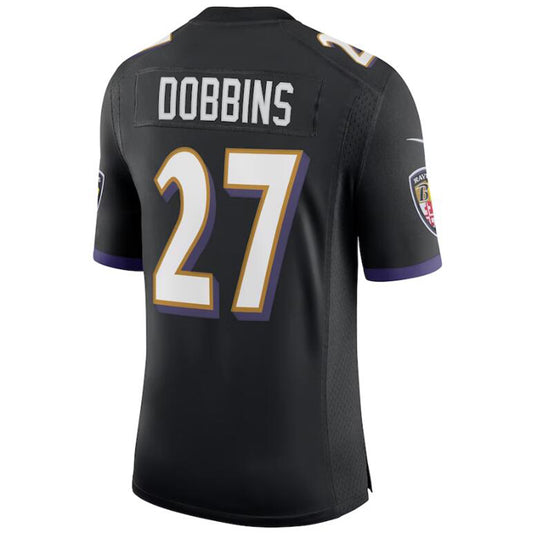 B.Ravens #27 J.K. Dobbins Black Stitched Player Vapor Game Football Jerseys