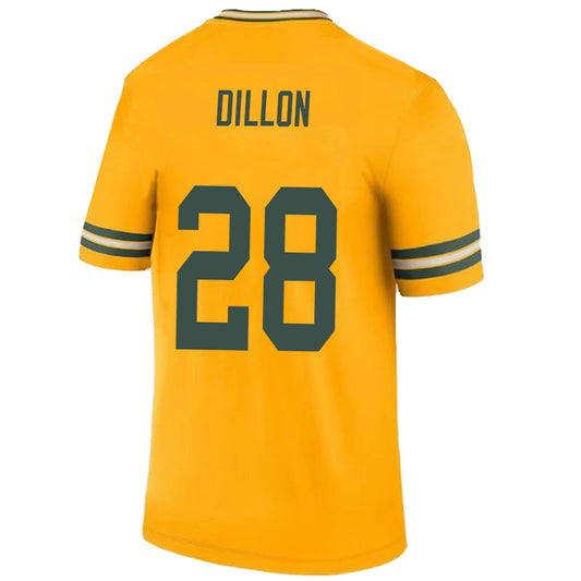 GB.Packer #28 AJ Dillon Gold Stitched Player Game Football Jerseys