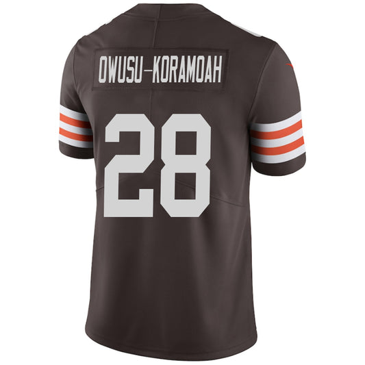 C.Browns #28 Jeremiah Owusu-Koramoah Brown Stitched Player Game Football Jerseys