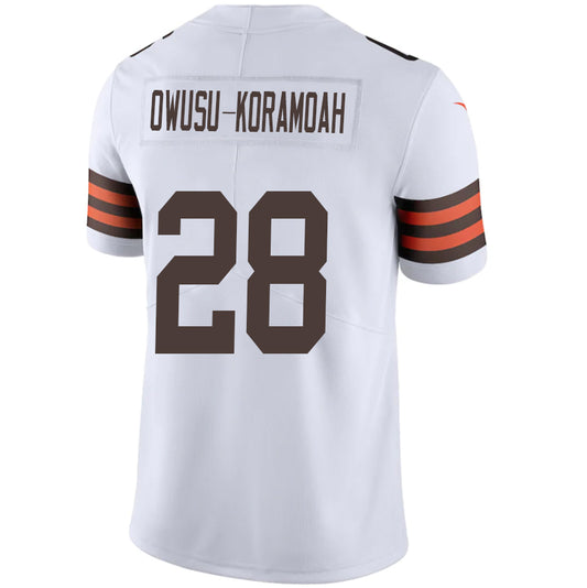 C.Browns #28 Jeremiah Owusu-Koramoah White Stitched Player Game Football Jerseys