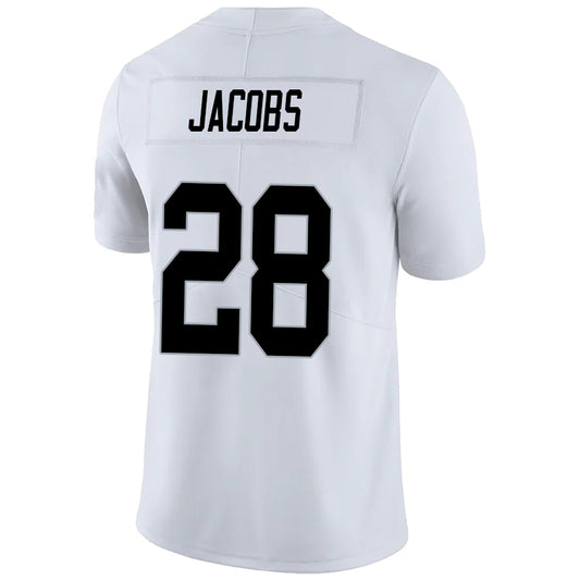 LV.Raiders #28 Josh Jacobs White Stitched Player Game Football Jerseys